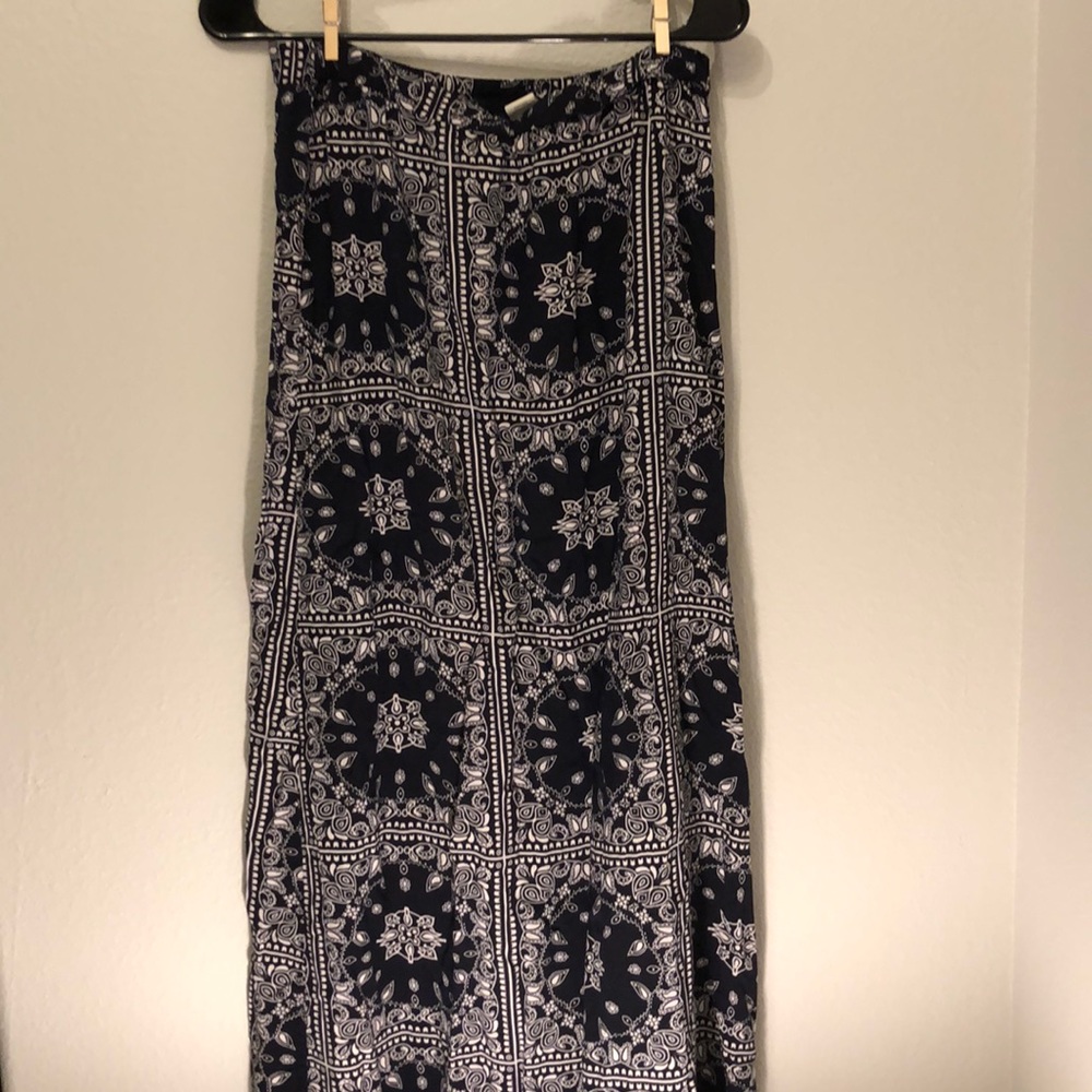 White and Blue Maxi Skirt